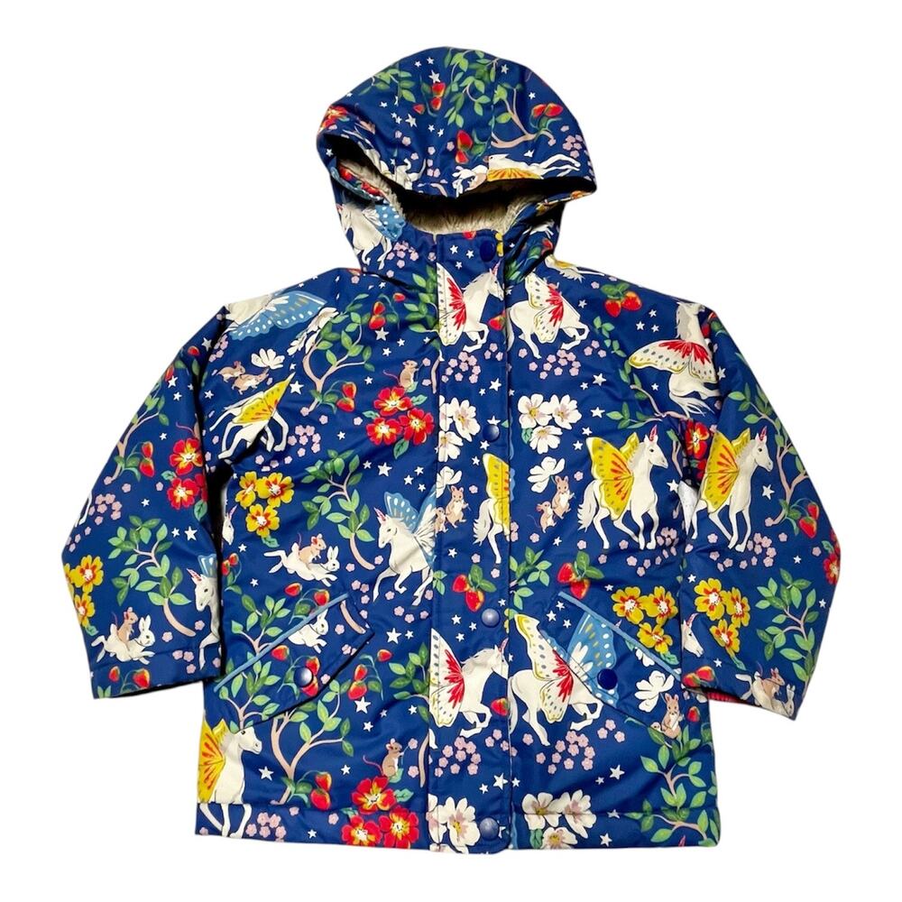 Mini Boden Unicorn Sherpa Lined Anorak Jacket with Hood Size 5/6